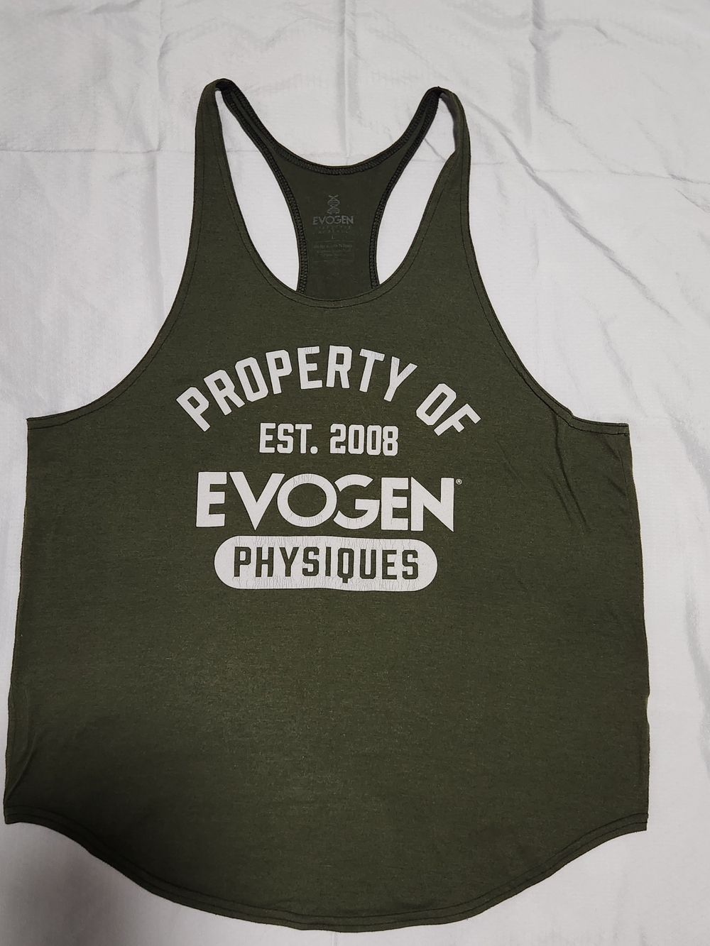 Men’s Olive Green EVOGEN Stringer Tank Top, Size Large